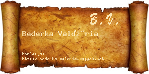 Bederka Valéria névjegykártya